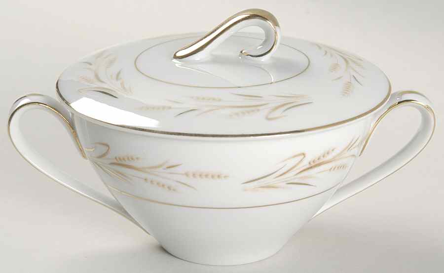 Gold Wheat Sugar Bowl & Lid by Royal M-Mita-1