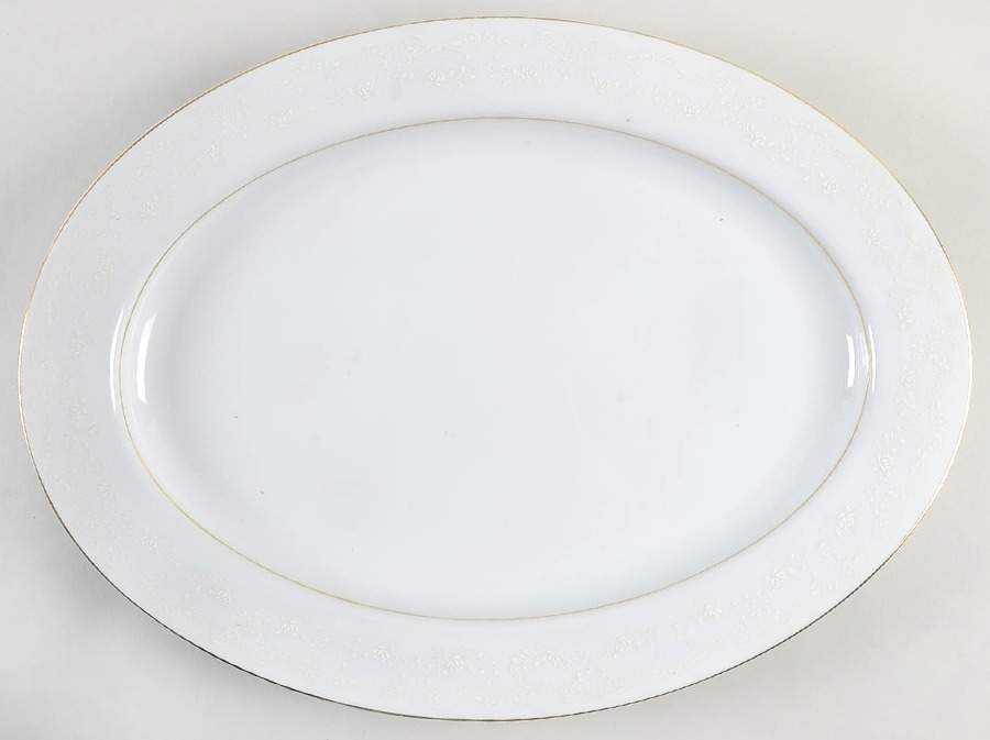Sovereign (1886, White Flowers) 16" Oval Serving Platter by Royal M-Mita-1