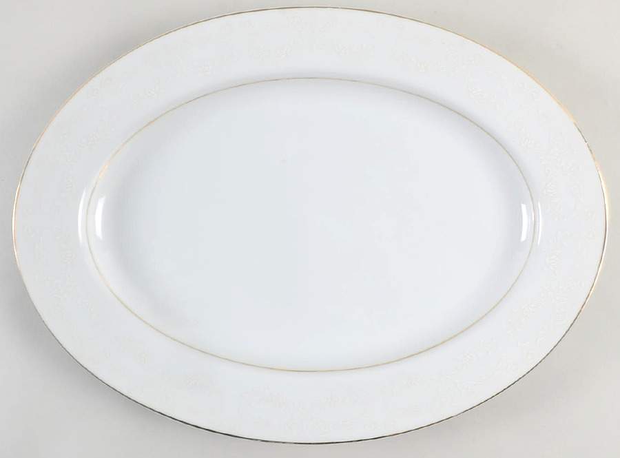 Sovereign (1886, White Flowers) 12" Oval Serving Platter by Royal M-Mita-1