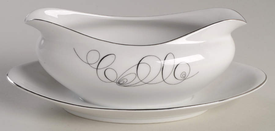 Whirl (Meito) Gravy Boat with Attached Underplate by Royal M-Mita-1