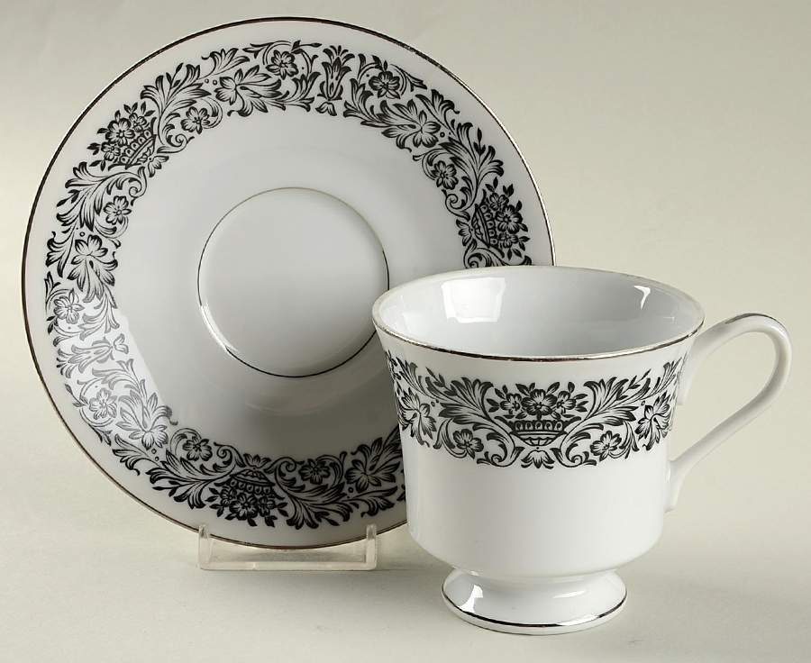 Midnight Lace Footed Cup & Saucer Set by Royal Prestige-1