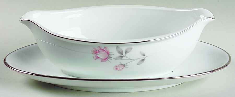 Rose Crest Gravy Boat with Attached Underplate by Royal Prestige-1