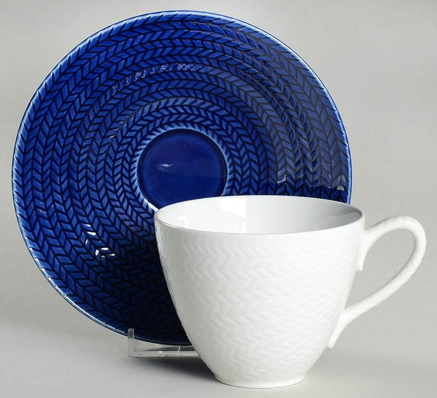 Blue Fire Flat Cup & Saucer Set by Rorstrand-1