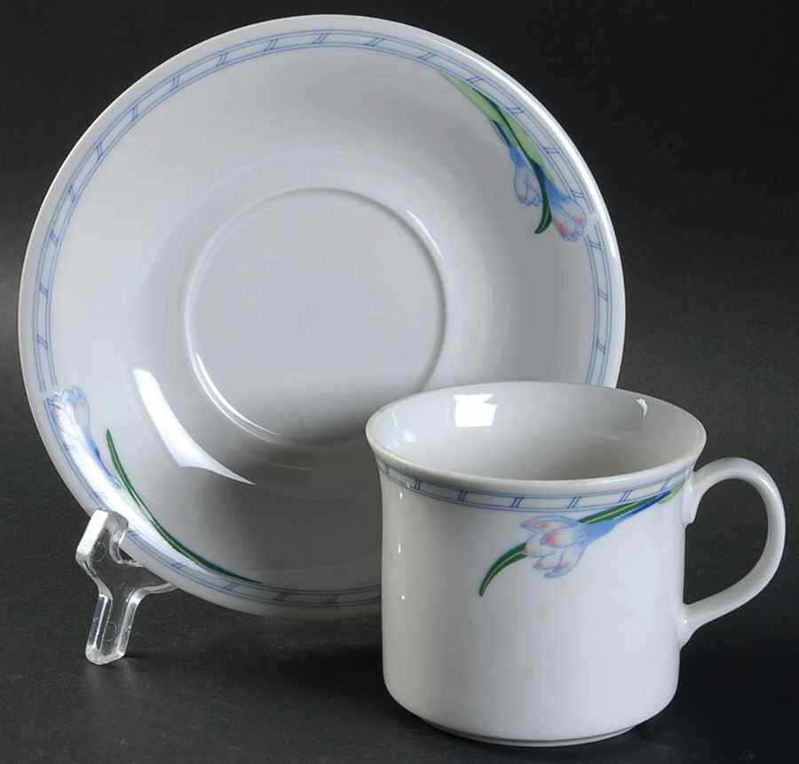 Fleur Blue Flat Cup & Saucer Set by Rorstrand-1