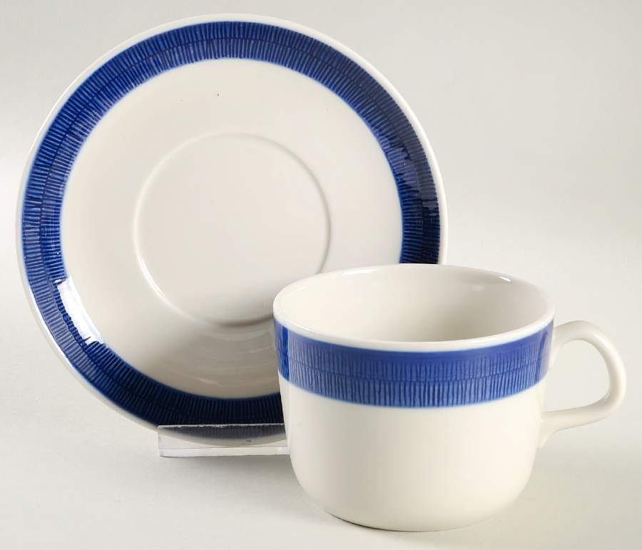 Koka Blue Flat Cup & Saucer Set by Rorstrand-1