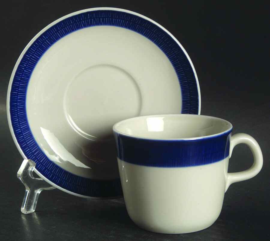 Koka Blue Flat Cup & Saucer Set by Rorstrand-1