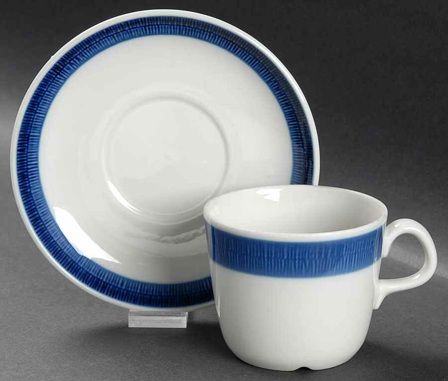 Koka Blue Flat Cup & Saucer Set by Rorstrand-1
