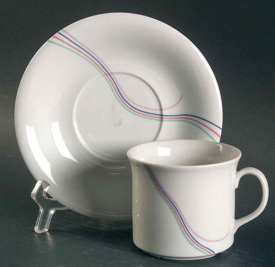 Rainbow Flat Cup & Saucer Set by Rorstrand-1