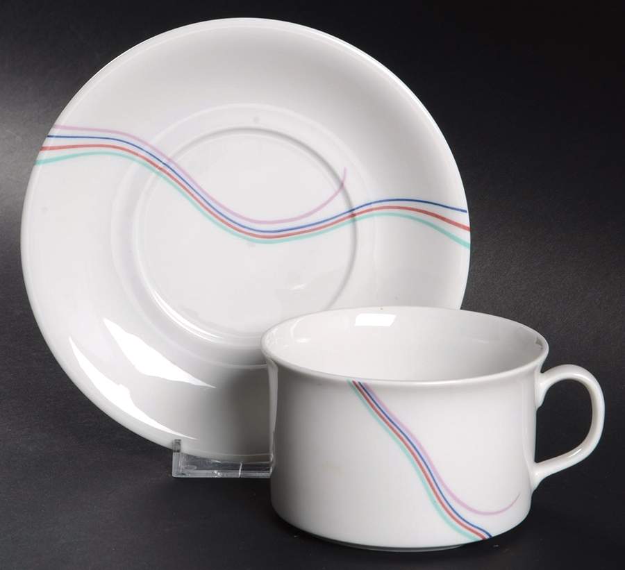 Rainbow Flat Cup & Saucer Set by Rorstrand-1