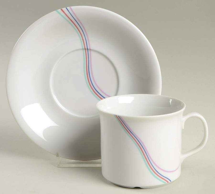 Rainbow Flat Demitasse Cup & Saucer Set by Rorstrand-1