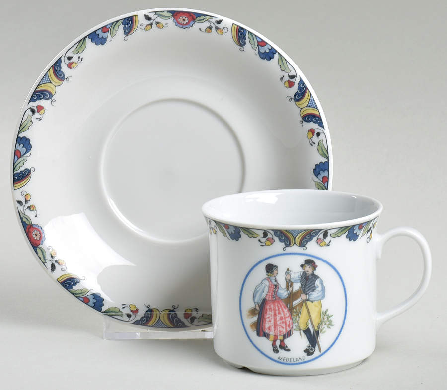 Swedish National Costumes Flat Cup & Saucer Set by Rorstrand-1