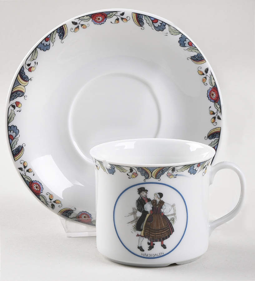 Swedish National Costumes Flat Cup & Saucer Set by Rorstrand-1