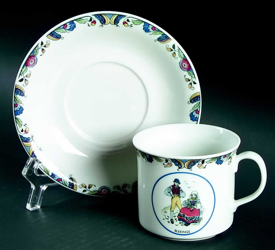 Swedish National Costumes Flat Cup & Saucer Set by Rorstrand-1