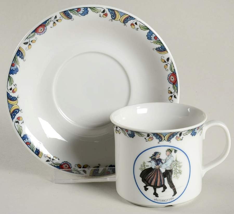 Swedish National Costumes Flat Cup & Saucer Set by Rorstrand-1