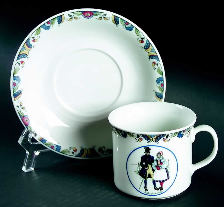 Swedish National Costumes Flat Cup & Saucer Set by Rorstrand-1