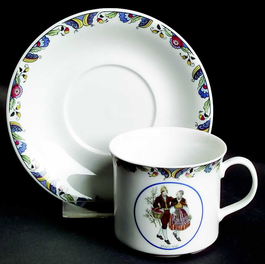 Swedish National Costumes Flat Cup & Saucer Set by Rorstrand-1