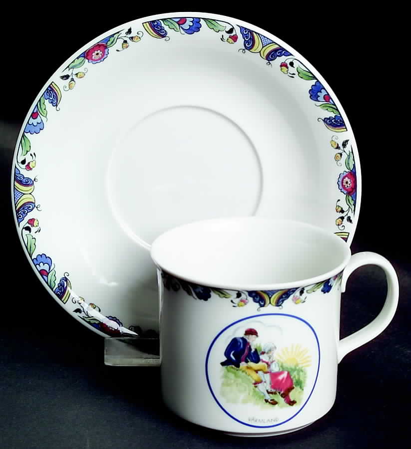 Swedish National Costumes Flat Cup & Saucer Set by Rorstrand-1