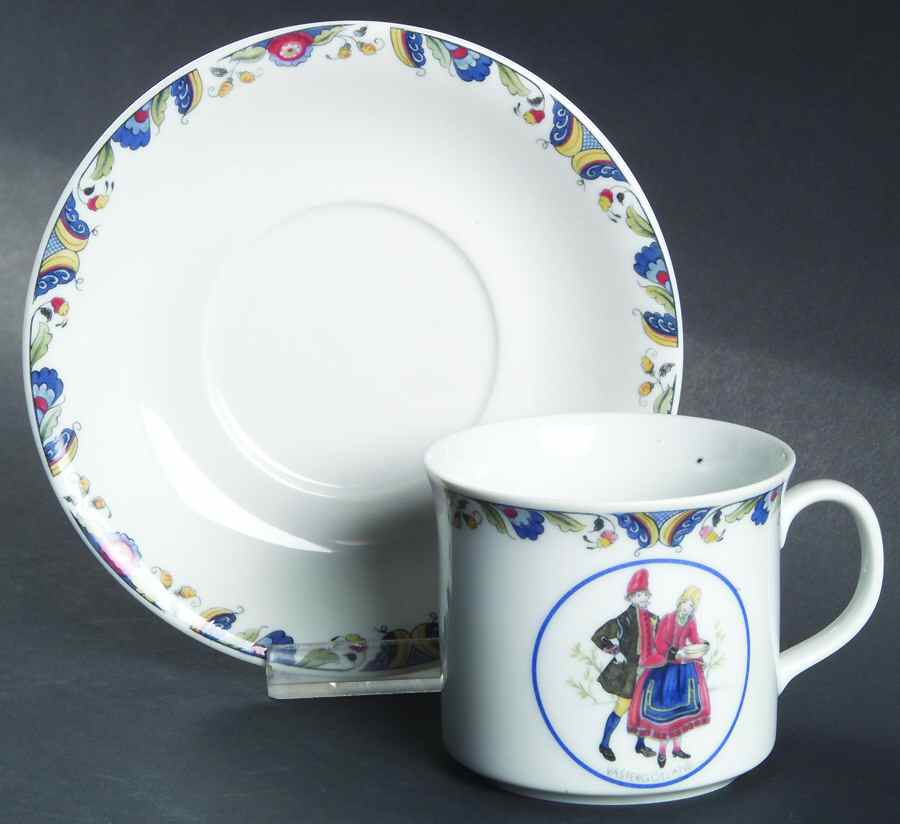 Swedish National Costumes Flat Cup & Saucer Set by Rorstrand-1