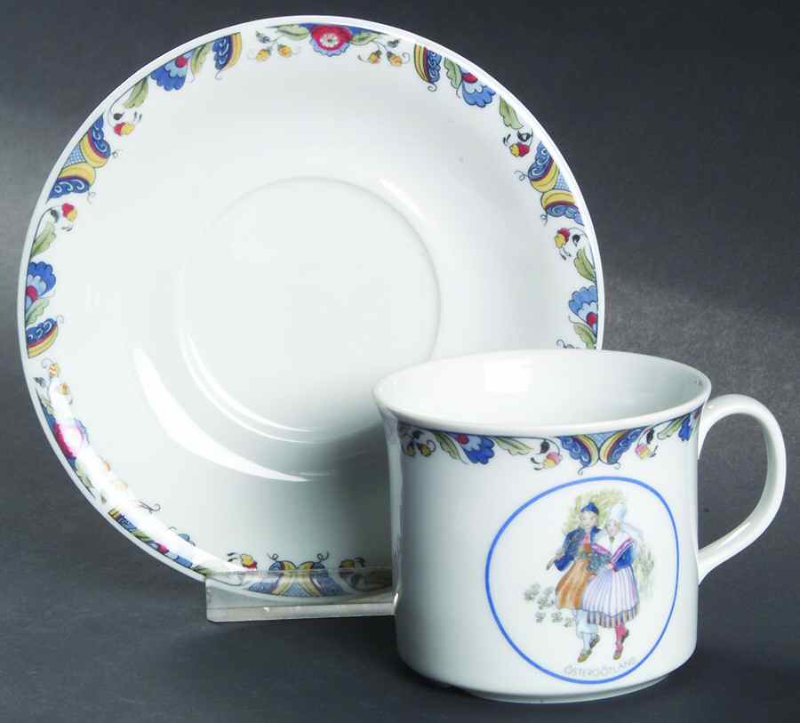 Swedish National Costumes Flat Cup & Saucer Set by Rorstrand-1