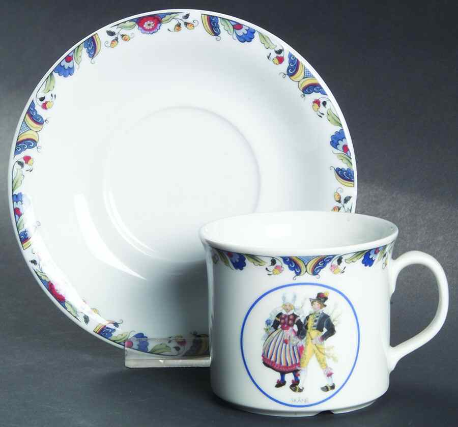 Swedish National Costumes Flat Cup & Saucer Set by Rorstrand-1