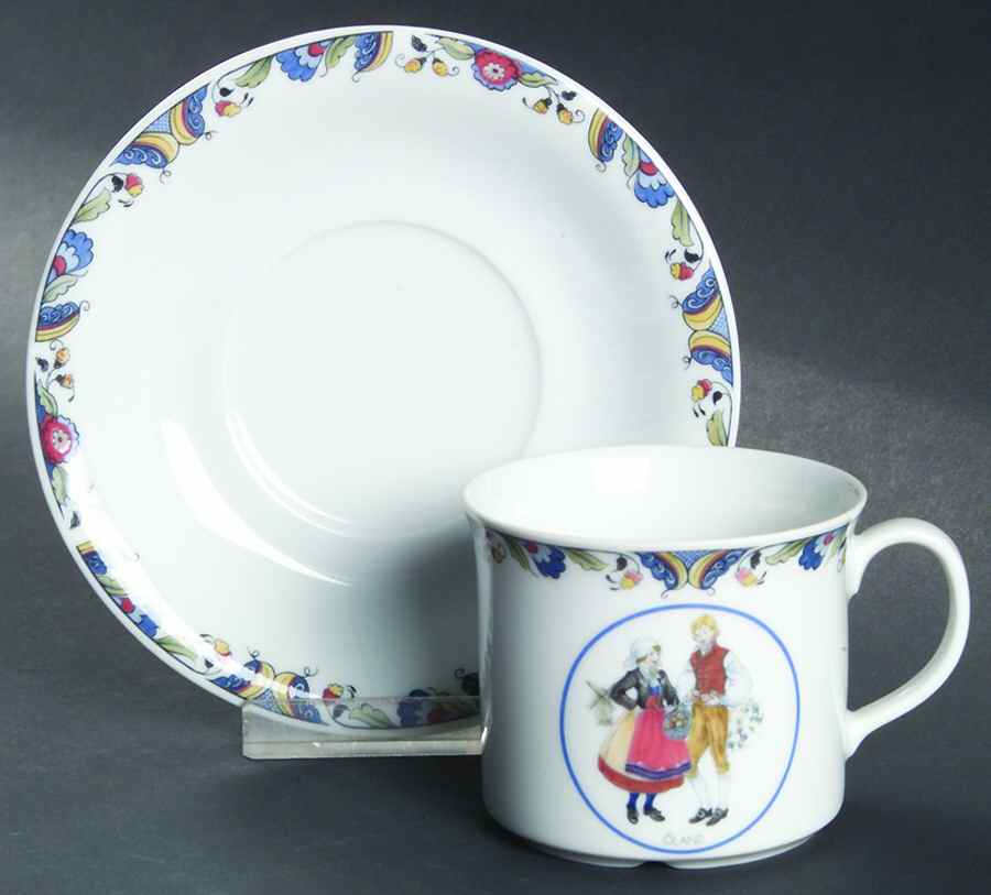 Swedish National Costumes Flat Cup & Saucer Set by Rorstrand-1