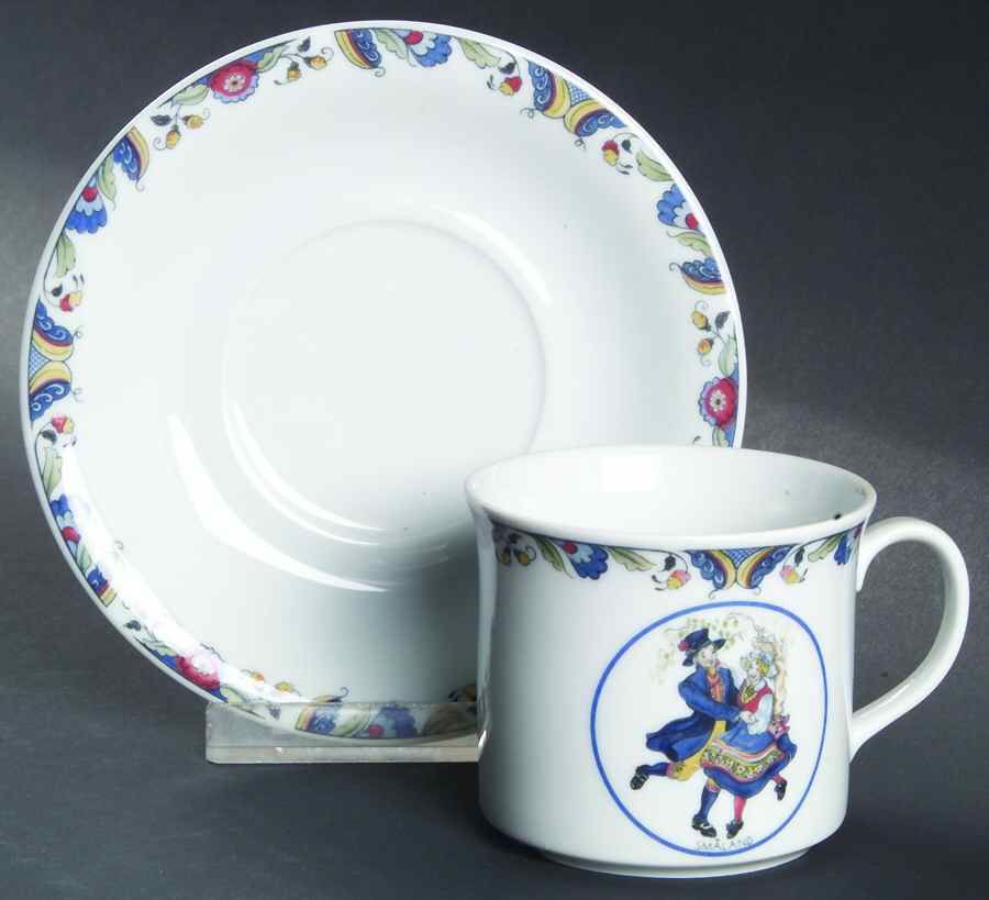Swedish National Costumes Flat Cup & Saucer Set by Rorstrand-1