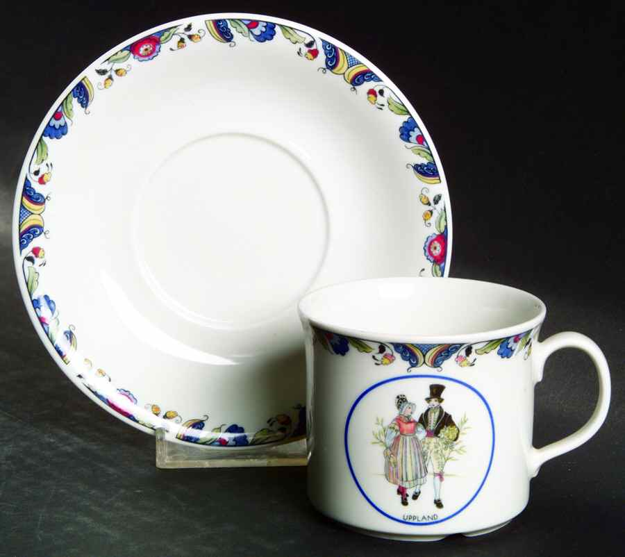 Swedish National Costumes Flat Cup & Saucer Set by Rorstrand-1