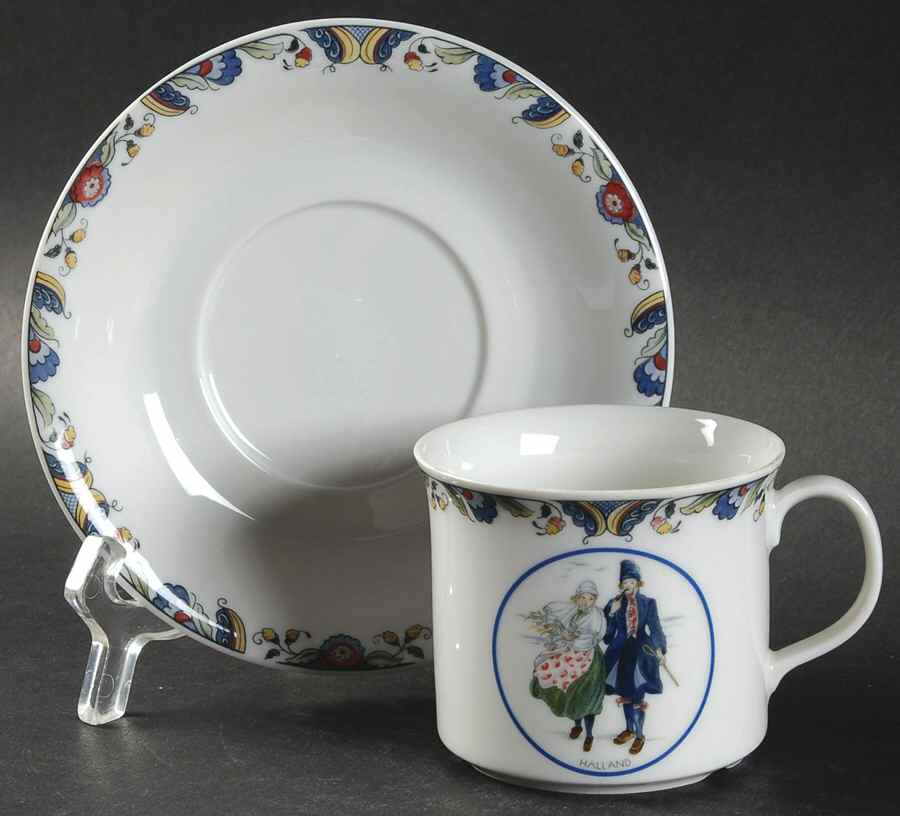 Swedish National Costumes Flat Cup & Saucer Set by Rorstrand-1