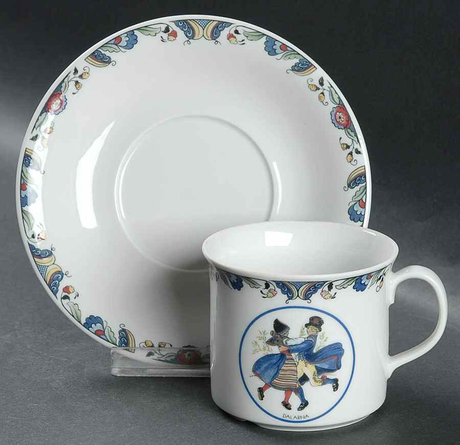 Swedish National Costumes Flat Cup & Saucer Set by Rorstrand-1