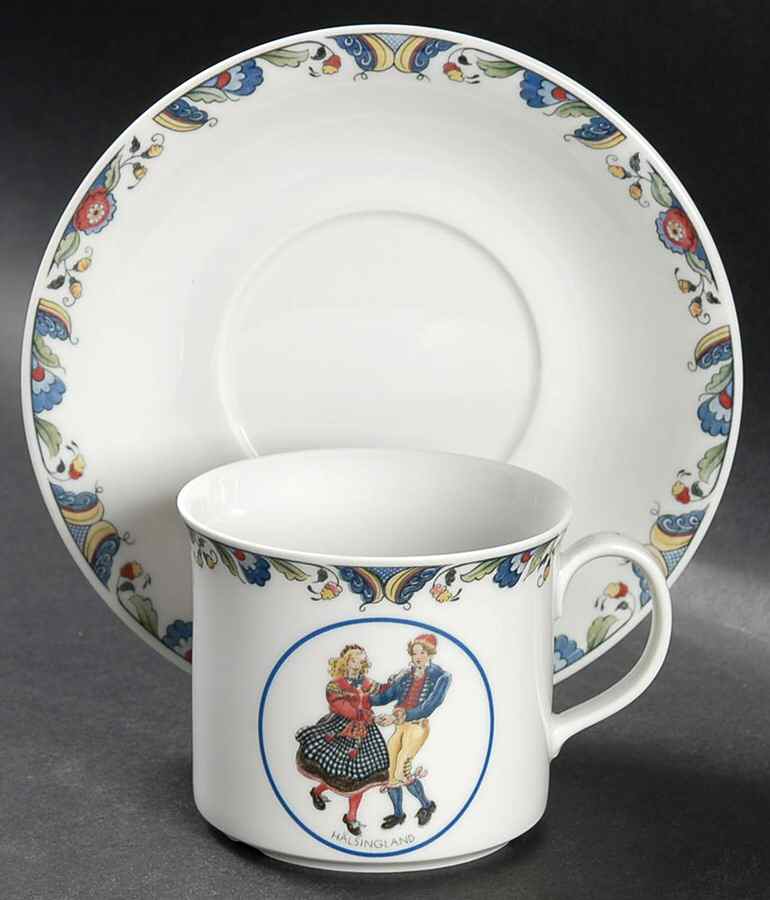 Swedish National Costumes Flat Cup & Saucer Set by Rorstrand-1