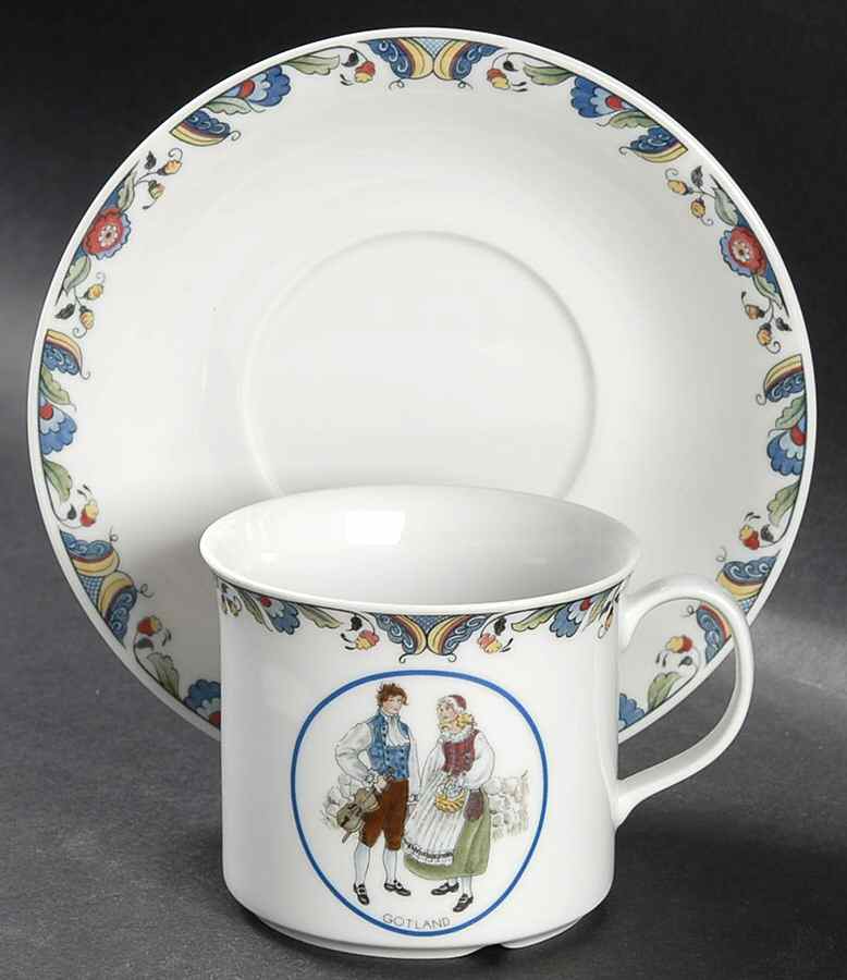 Swedish National Costumes Flat Cup & Saucer Set by Rorstrand-1