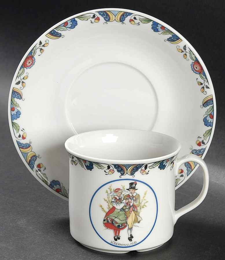 Swedish National Costumes Flat Cup & Saucer Set by Rorstrand-1