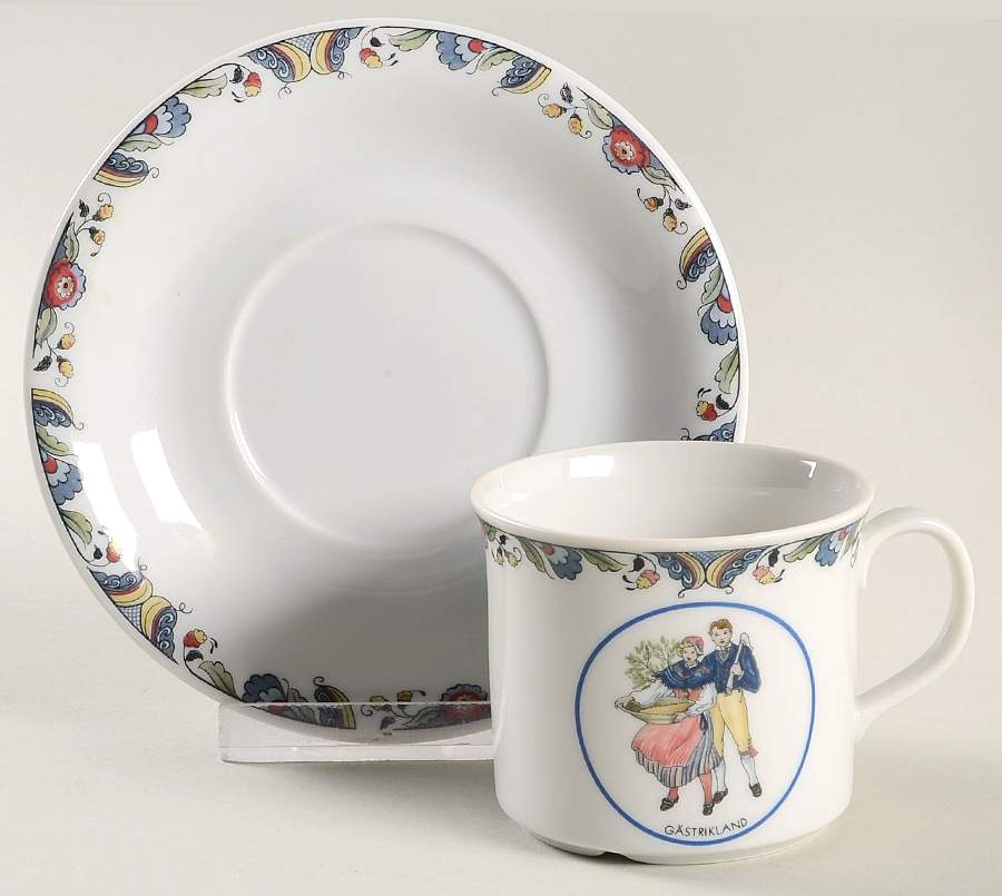 Swedish National Costumes Flat Cup & Saucer Set by Rorstrand-1