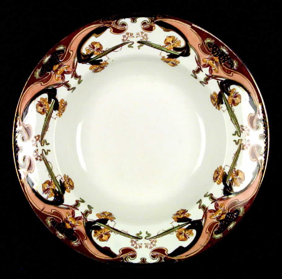 Iris Tan Multicolor Rim Soup Bowl by Arthur J Wilkinson-1