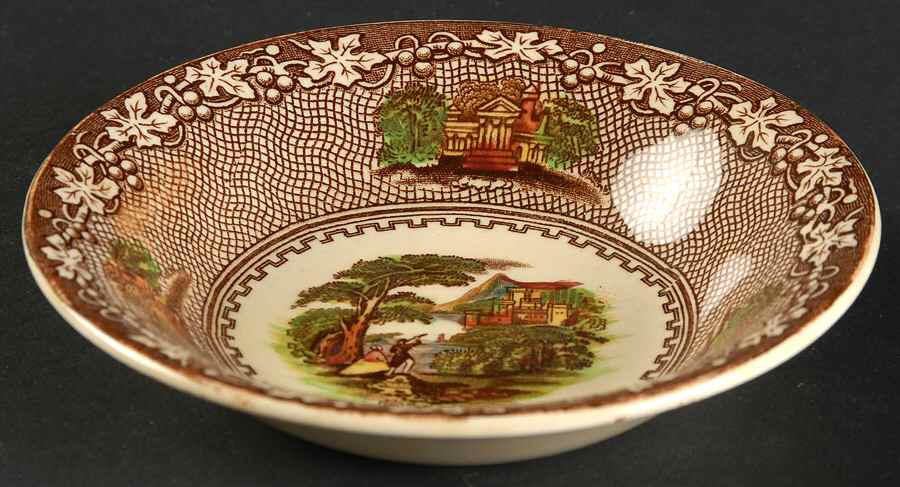 Jenny Lind Brown Multicolor (Leaf Border) Fruit/Dessert (Sauce) Bowl by Royal Staffordshire-1