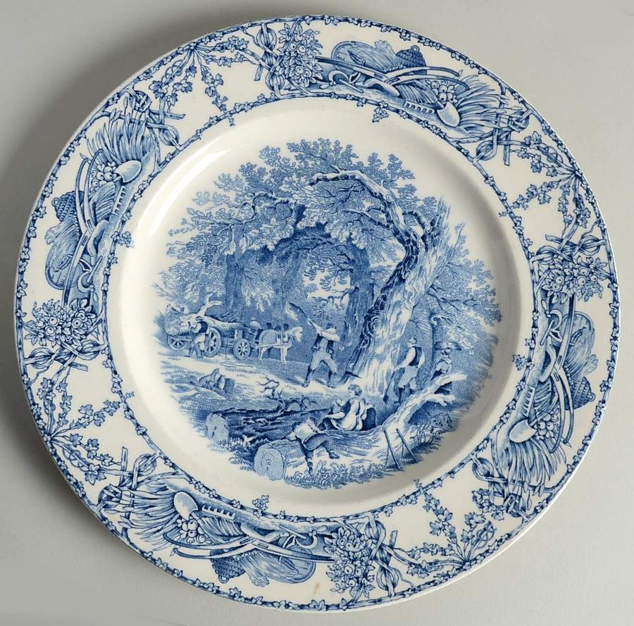 Rural Scenes Blue (Round) Dinner Plate by Arthur J Wilkinson-1