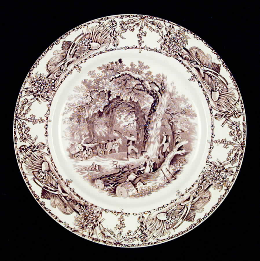 Rural Scenes Brown (Round) Dinner Plate by Arthur J Wilkinson-1