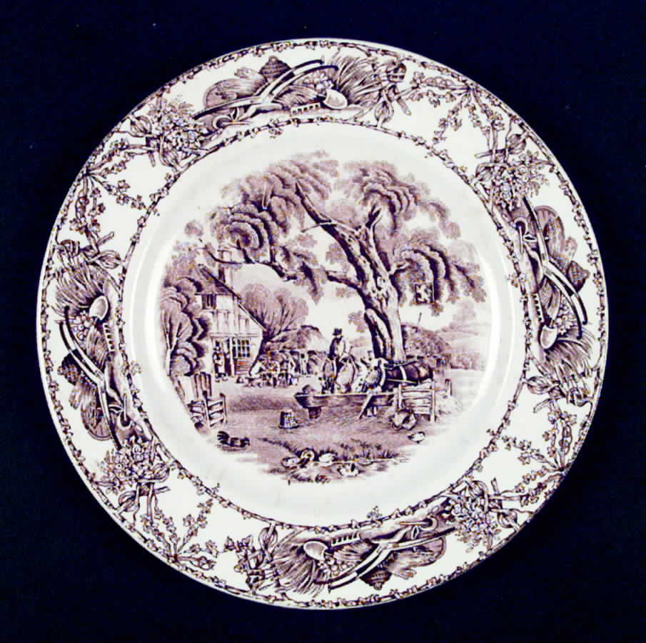 Rural Scenes Brown (Round) Salad Plate by Arthur J Wilkinson-1