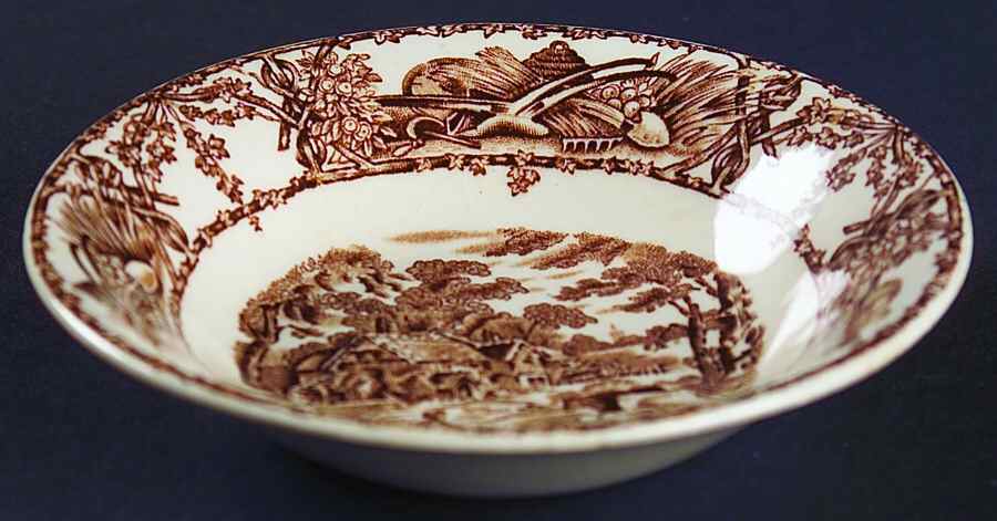 Rural Scenes Brown (Round) Fruit/Dessert (Sauce) Bowl by Arthur J Wilkinson-1