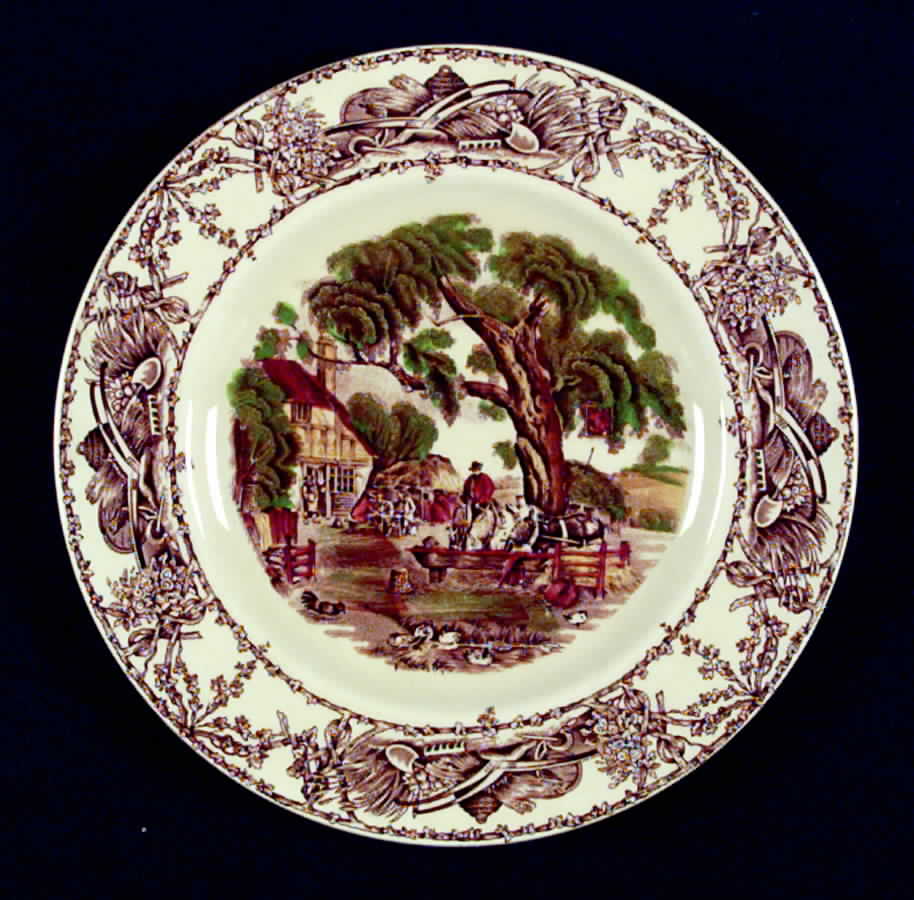 Rural Scenes Brown Multicolor Salad Plate by Arthur J Wilkinson-1