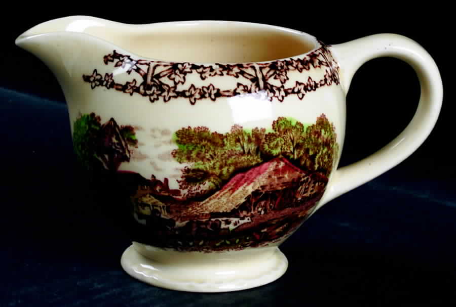 Rural Scenes Brown Multicolor Creamer by Arthur J Wilkinson-1