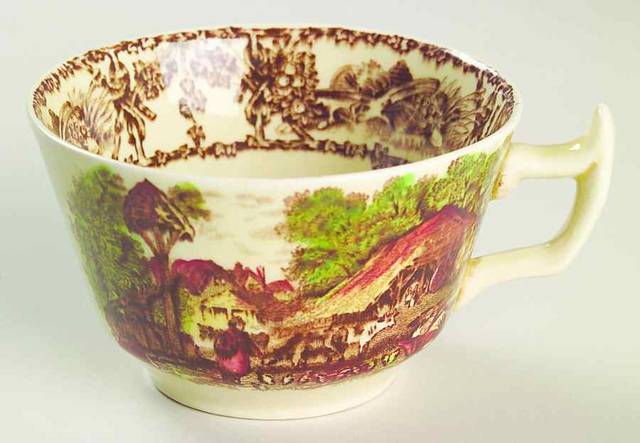 Rural Scenes Brown Multicolor Flat Cup by Arthur J Wilkinson-1
