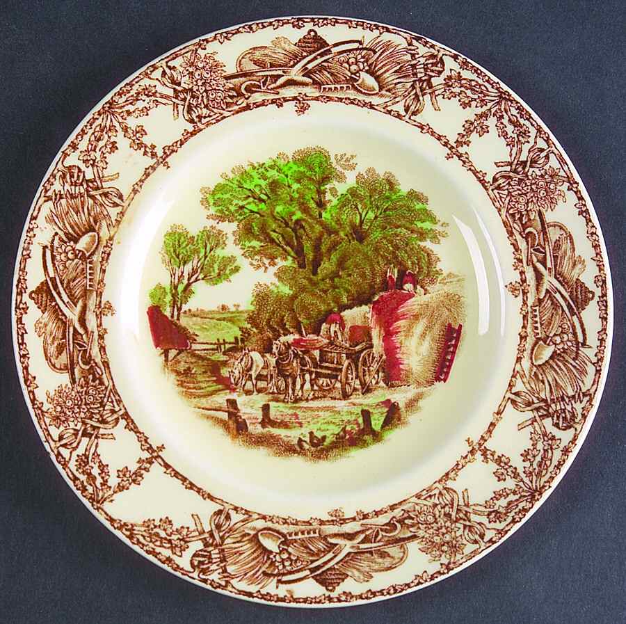 Rural Scenes Brown Multicolor Bread & Butter Plate by Arthur J Wilkinson-1