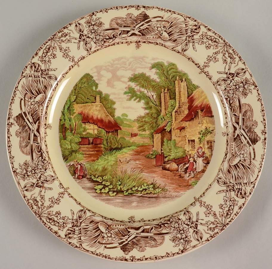 Rural Scenes Brown Multicolor 12" Chop Plate (Round Platter) by Arthur J Wilkinson-1