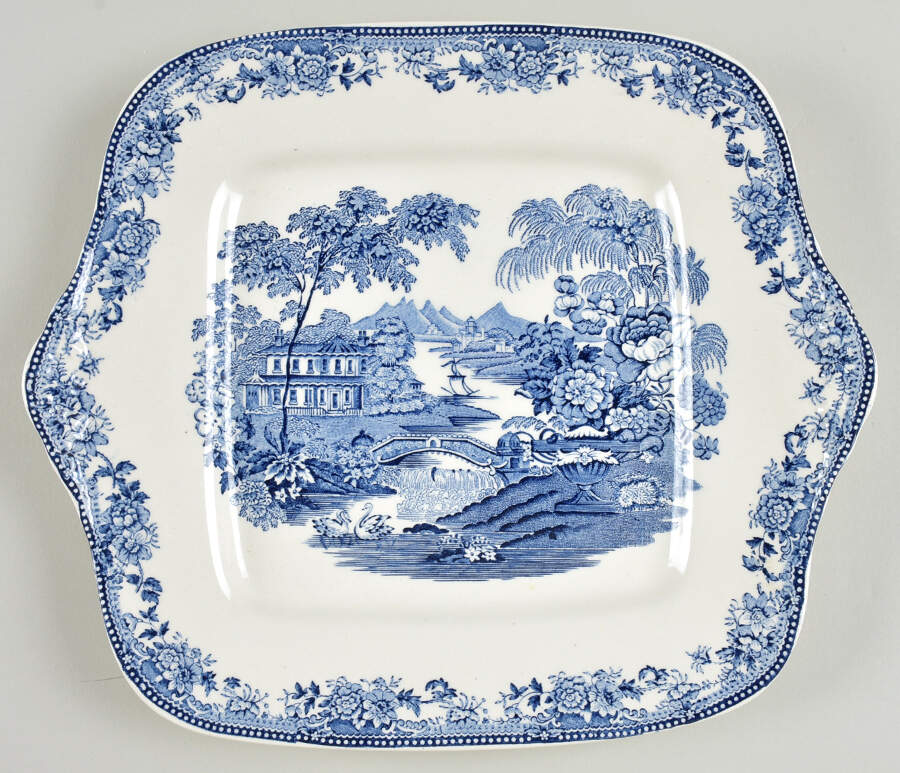 Tonquin Blue Square Handled Cake Plate by Royal Staffordshire-1