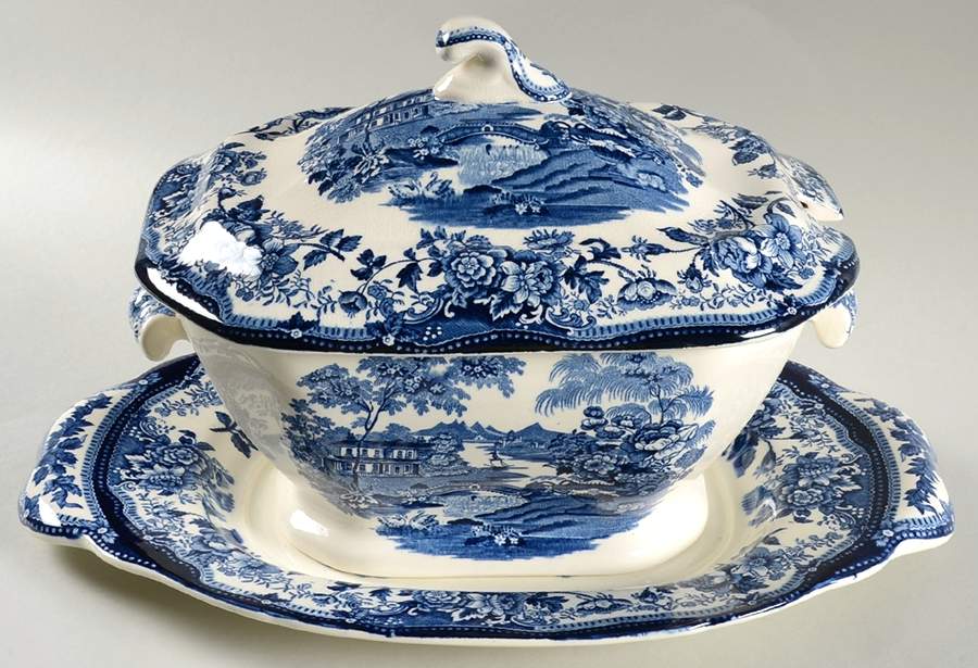 Tonquin Blue Tureen & Lid w/Underplate by Royal Staffordshire-1