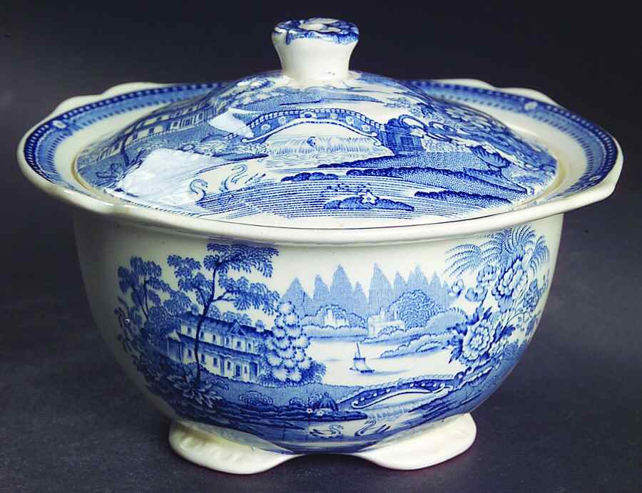 Tonquin Blue Sugar Bowl & Lid by Royal Staffordshire-1