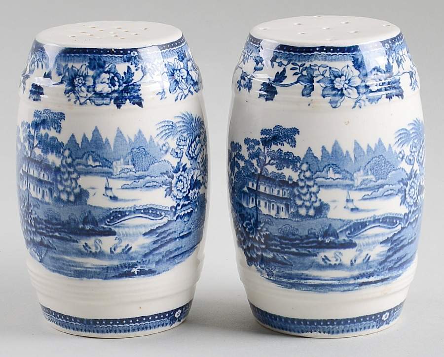 Tonquin Blue Barrel Shape Salt and Pepper Set by Royal Staffordshire-1