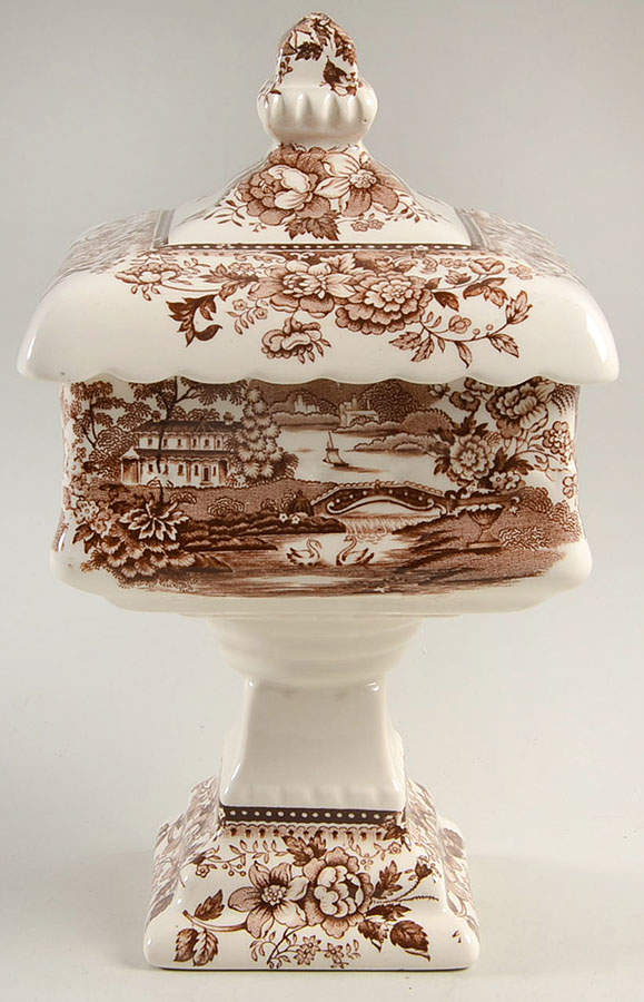 Tonquin Brown Pedestal Wedding Bowl & Lid by Royal Staffordshire-1