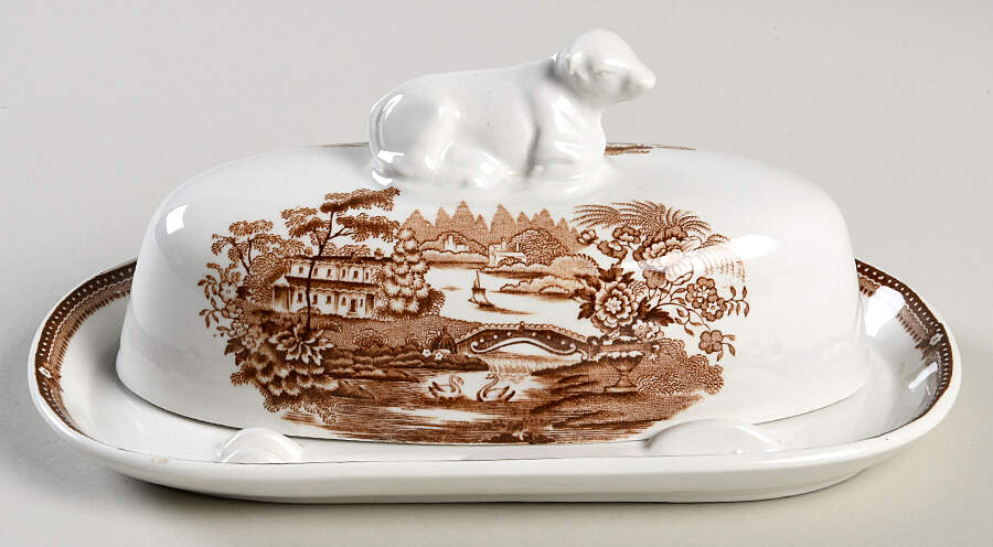 Tonquin Brown 1/4 Pound Figural Covered Butter by Royal Staffordshire-1